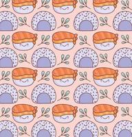 söt sushi ris mönster vektor