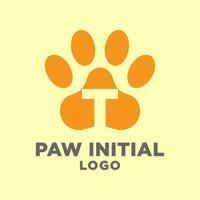 Brief t Hund Pfoten Initiale Vektor Logo Design