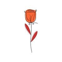 Blume Rose Linie Kunst Zeichnung botanisch Linie kontinuierlich Hand gezeichnet von abstrakt Blume Blumen- Rose tropisch Blätter Frühling und Herbst Blatt Strauß von Oliven vektor