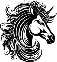Einhorn - - schwarz und Weiß isoliert Symbol - - Vektor Illustration