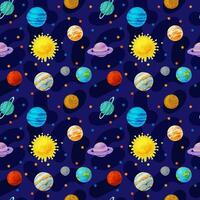 sömlös mönster med planeter av sol- systemet tecknad serie uppsättning. vektor illustration