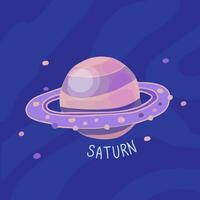 Planet von Solar- System Karikatur, Saturn. Vektor Illustration