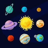 Planeten von Solar- System Karikatur Satz. Vektor Illustration