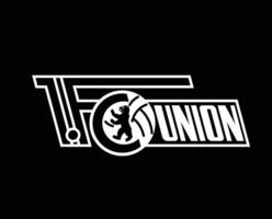 union berlin klubb logotyp symbol vit fotboll bundesliga Tyskland abstrakt design vektor illustration med svart bakgrund