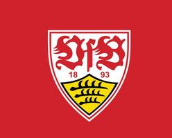 Stuttgart klubb logotyp symbol fotboll bundesliga Tyskland abstrakt design vektor illustration med röd bakgrund