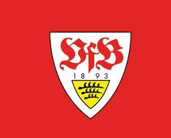 Stuttgart klubb symbol logotyp fotboll bundesliga Tyskland abstrakt design vektor illustration med röd bakgrund