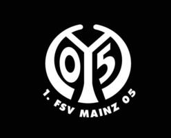 mainz 05 klubb logotyp symbol vit fotboll bundesliga Tyskland abstrakt design vektor illustration med svart bakgrund