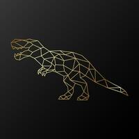golden polygonal Tyrannosaurus Dinosaurier mit Hörner Illustration isoliert auf schwarz Hintergrund. vektor