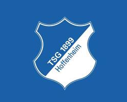 hoffenheim klubb logotyp symbol fotboll bundesliga Tyskland abstrakt design vektor illustration med blå bakgrund