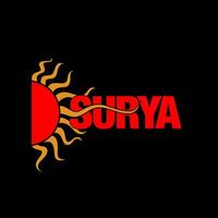 Surya Typografie Monogramm mit Sonne Illustration. Surya meint Sonne. vektor