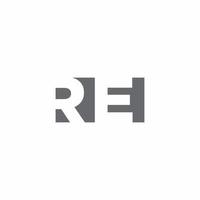 re logo monogram med negativ rymdstil designmall vektor