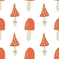 nahtlos Pilze Hintergrund. Hintergrund zum Halloween Party. Amanita Vektor Illustration