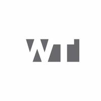 wt-Logo-Monogramm mit Designvorlage im negativen Weltraumstil vektor