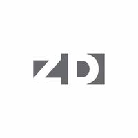 zd-logotyp monogram med negativ rymdstil designmall vektor