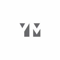 ym-Logo-Monogramm mit Design-Vorlage im negativen Weltraum-Stil vektor