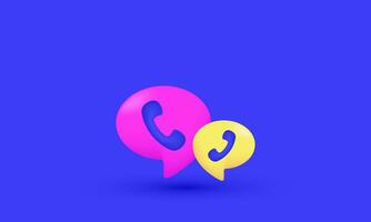 3d realistisk tecknad serie telefon telefonlur Tal två bubbla kreativ ikon trendig modern stil objekt symboler isolerat på bakgrund vektor