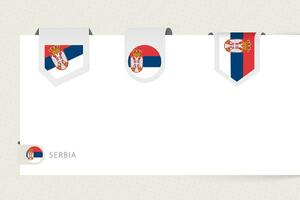 Etikette Flagge Sammlung von Serbien im anders Form. Band Flagge Vorlage von Serbien vektor
