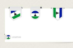 Etikette Flagge Sammlung von Lesotho im anders Form. Band Flagge Vorlage von Lesotho vektor