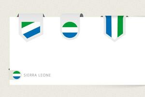 Etikette Flagge Sammlung von Sierra leone im anders Form. Band Flagge Vorlage von Sierra leone vektor