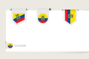 Etikette Flagge Sammlung von Ecuador im anders Form. Band Flagge Vorlage von Ecuador vektor