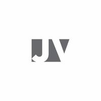 jv-logotypmonogram med negativ designmall för rymdstil vektor