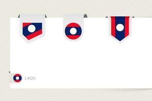 Etikette Flagge Sammlung von Laos im anders Form. Band Flagge Vorlage von Laos vektor