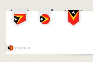 Etikette Flagge Sammlung von Osten Timor im anders Form. Band Flagge Vorlage von timor-leste vektor