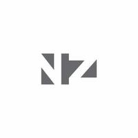 nz-Logo-Monogramm mit Designvorlage im negativen Raumstil vektor