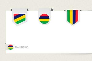 Etikette Flagge Sammlung von Mauritius im anders Form. Band Flagge Vorlage von Mauritius vektor