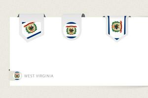 Etikette Flagge Sammlung von uns Zustand Westen Virginia im anders Form. Band Flagge Vorlage von Westen Virginia vektor
