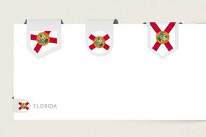 Etikette Flagge Sammlung von uns Zustand Florida im anders Form. Band Flagge Vorlage von Florida vektor