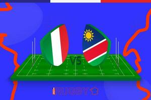 Rugby Mannschaft Italien vs. Namibia auf Rugby Feld. Rugby Stadion auf abstrakt Hintergrund zum International Meisterschaft. vektor