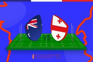 Rugby Mannschaft Australien vs. Georgia auf Rugby Feld. Rugby Stadion auf abstrakt Hintergrund zum International Meisterschaft. vektor