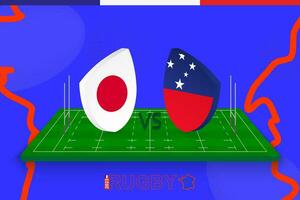 rugby team japan mot samoa på rugby fält. rugby stadion på abstrakt bakgrund för internationell mästerskap. vektor