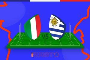 Rugby Mannschaft Italien vs. Uruguay auf Rugby Feld. Rugby Stadion auf abstrakt Hintergrund zum International Meisterschaft. vektor