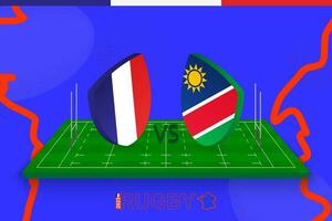 Rugby Mannschaft Frankreich vs. Namibia auf Rugby Feld. Rugby Stadion auf abstrakt Hintergrund zum International Meisterschaft. vektor