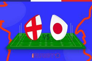 Rugby Mannschaft England vs. Japan auf Rugby Feld. Rugby Stadion auf abstrakt Hintergrund zum International Meisterschaft. vektor