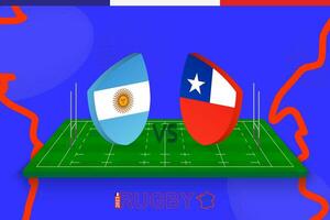 Rugby Mannschaft Argentinien vs. Chile auf Rugby Feld. Rugby Stadion auf abstrakt Hintergrund zum International Meisterschaft. vektor