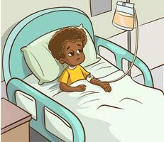 Vektor Illustration von ein krank Kind im Krankenhaus