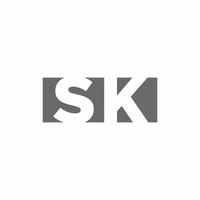 sk-Logo-Monogramm mit Designvorlage im negativen Raumstil vektor