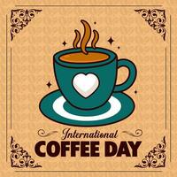 Hand gezeichnet International Tag von Kaffee Beschriftung Illustration. vektor