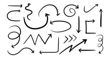 Hand gezeichnet Pfeil Vektor Symbole Satz. Vektor Illustration