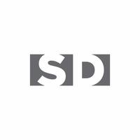 SD-Logo-Monogramm mit Designvorlage im negativen Raumstil vektor