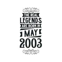 född i Maj 2003 retro årgång födelsedag, verklig legend är född i Maj 2003 vektor