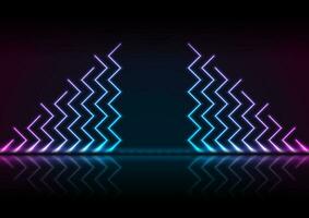 neon zig zag rader teknologi abstrakt bakgrund vektor