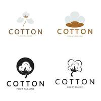 Sanft natürlich organisch Baumwolle Blume Pflanze Logo zum Baumwolle Plantagen, Branchen, Wirtschaft, Textil, Bekleidung und Schönheit, Vektor