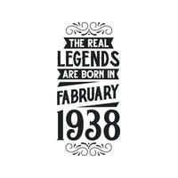 född i februari 1938 retro årgång födelsedag, verklig legend är född i februari 1938 vektor