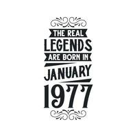 geboren im Januar 1977 retro Jahrgang Geburtstag, echt Legende sind geboren im Januar 1977 vektor