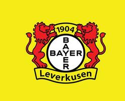 bayer 04 leverkusen klubb logotyp symbol fotboll bundesliga Tyskland abstrakt design vektor illustration med gul bakgrund