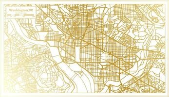 Washington dc USA Stadt Karte im retro Stil im golden Farbe. Gliederung Karte. vektor